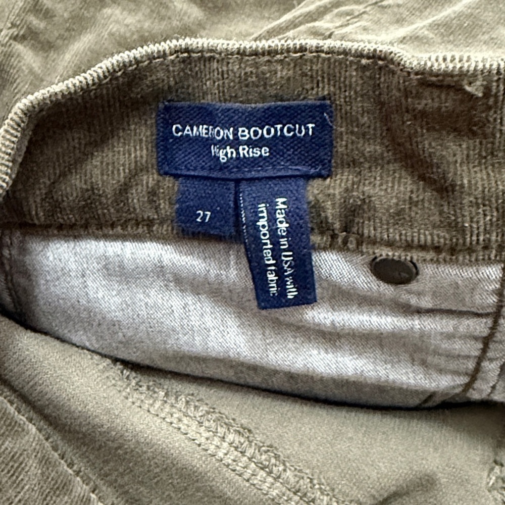Veronica Beard The Cameron High Rise Bootcut Army Green Corduroy Pants Size 27 - Picture 9 of 12